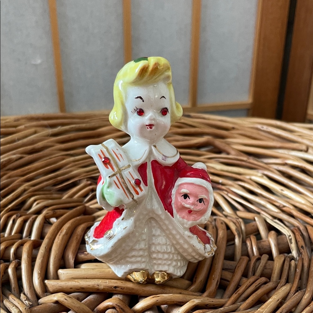 Vintage Ceramic Reiss  Christmas Girl Figurine